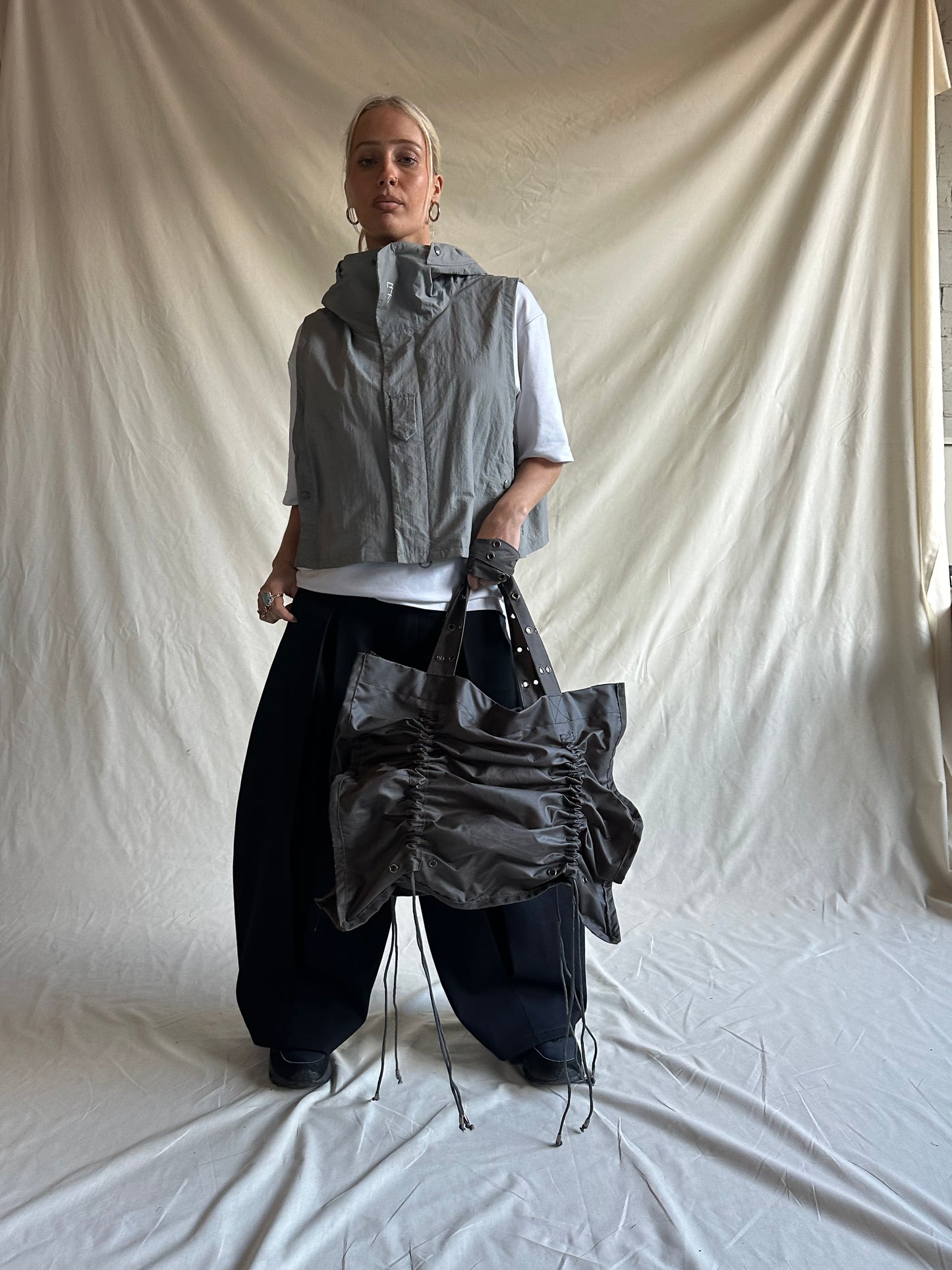 XL Rouched Concrete Tote Bag